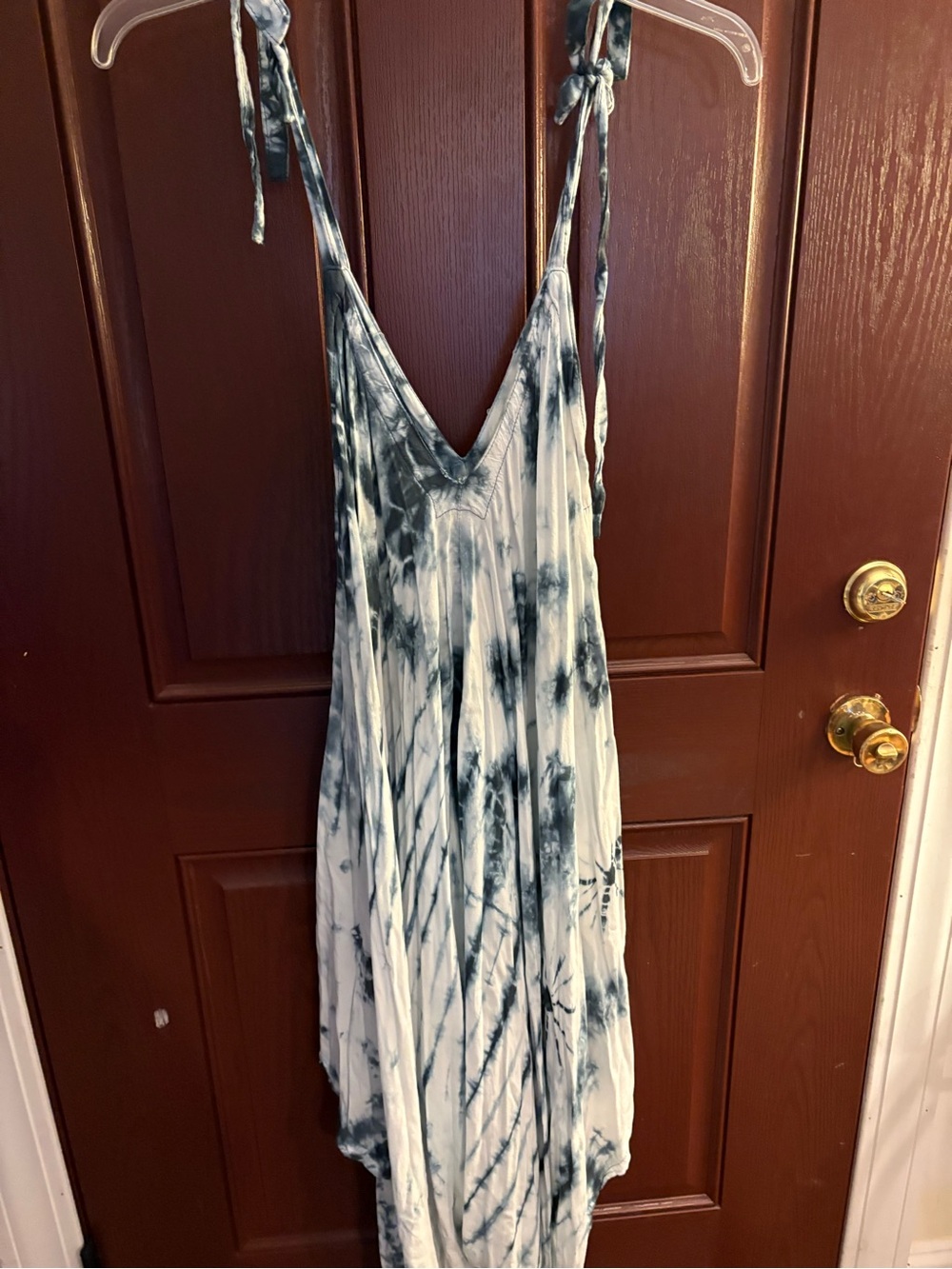 Tie-Dye Wide Leg Jumpsuit with Adjustable Tie Straps